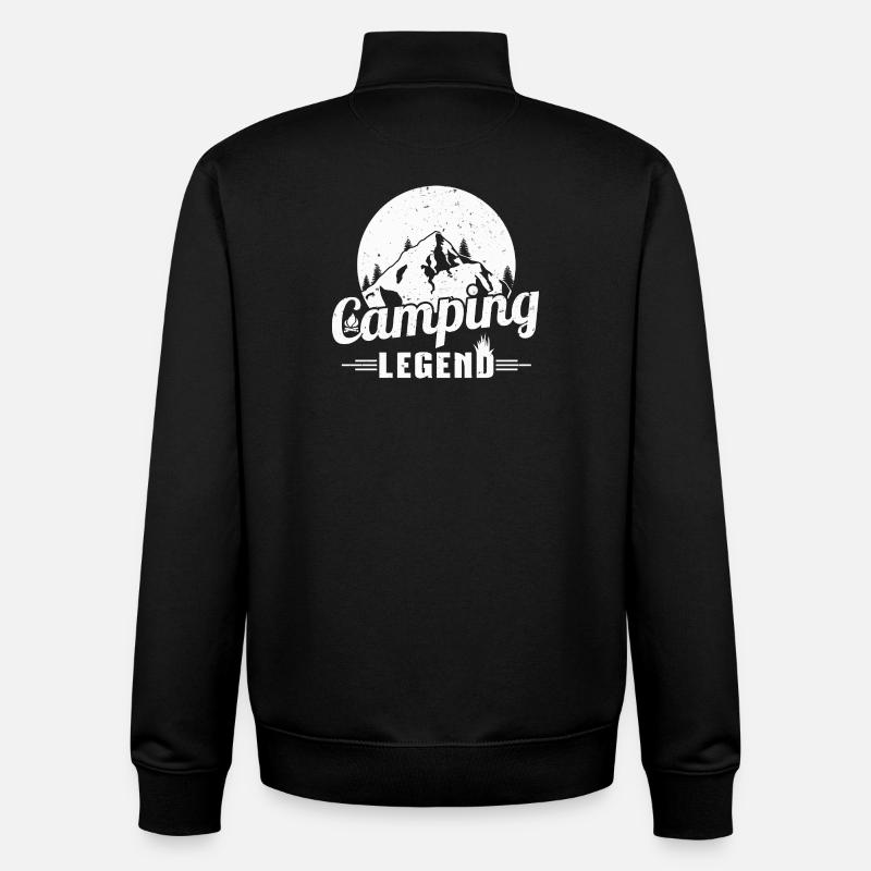 Mountain Camping Legend Design - Sweat zippé unisexe en coton bio Stanley/Stella - noir