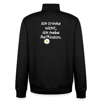 Ich trinke nicht, ich habe Parkinson. - Unisex Organic Zip Sweatshirt von Stanley/Stella - Schwarz - Hinten - AI Model Male 185 light (185cm)
