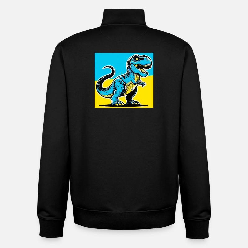 dinosaure - Sweat zippé unisexe en coton bio Stanley/Stella - noir