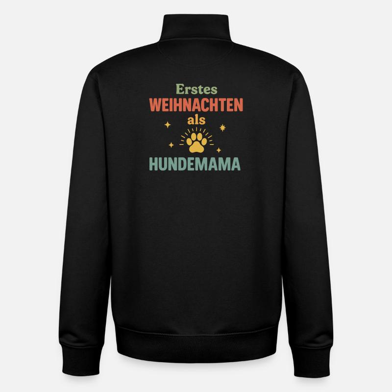 Boho Christmas Dog Mom First Celebration - Unisex Organic Zip Sweatshirt by Stanley/Stella - black