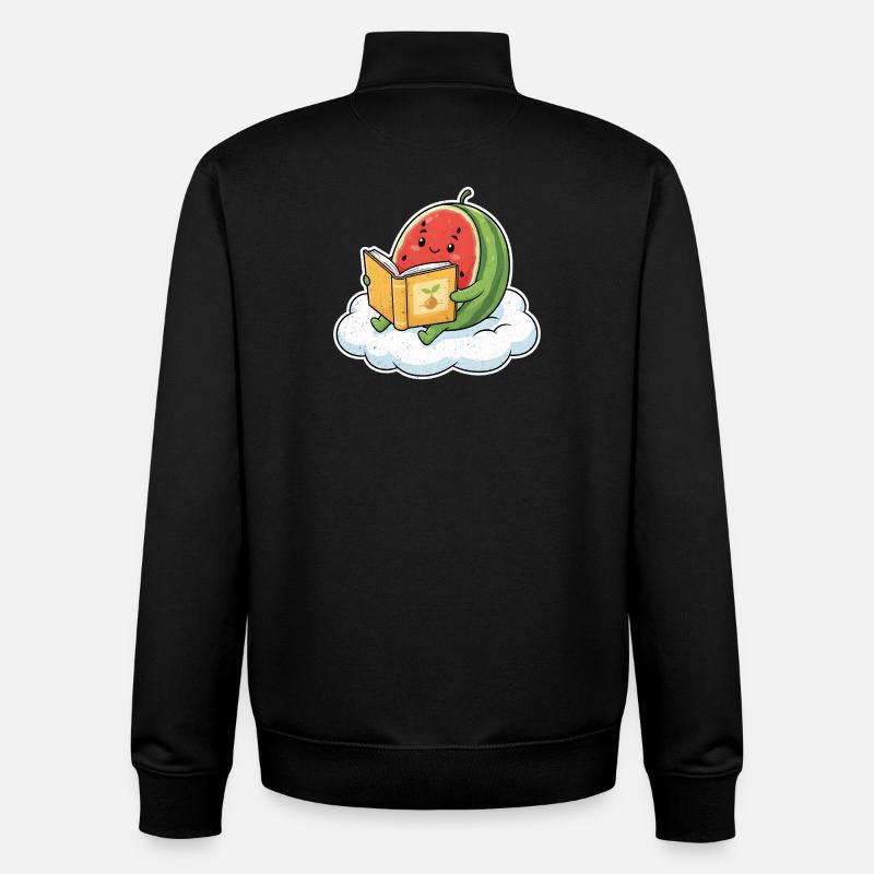 Kawaii Melone beim Lesen - Unisex Organic Zip Sweatshirt von Stanley/Stella - Schwarz