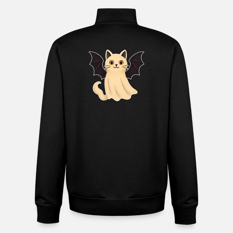 Cuddly cat with bat wings - Unisex Organic Zip Sweatshirt by Stanley/Stella - black