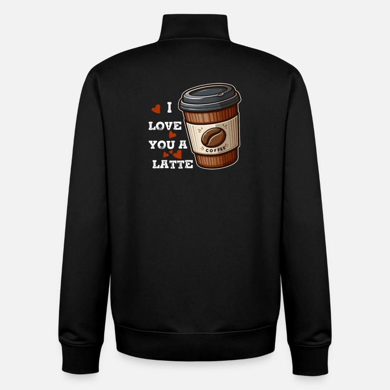 J'adore un latte - Sweat zippé unisexe en coton bio Stanley/Stella - noir