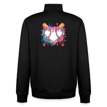 Plaque de baseball avec glaçage rose et batte - Sweat zippé unisexe en coton bio Stanley/Stella - noir - Dos - AI Model Male 185 light (185cm)