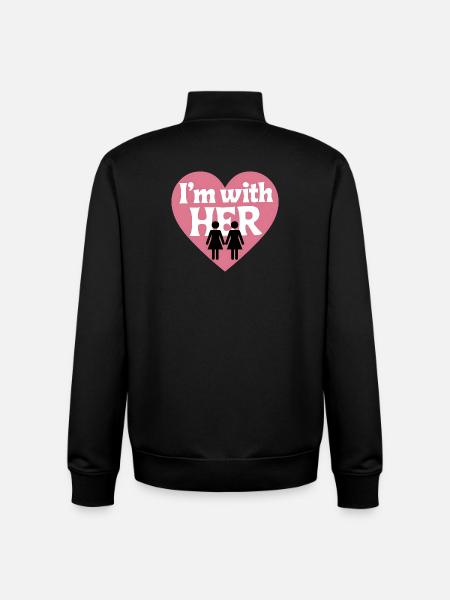 I'm with HER Heart - Unisex Organic Zip Sweatshirt by Stanley/Stella - black