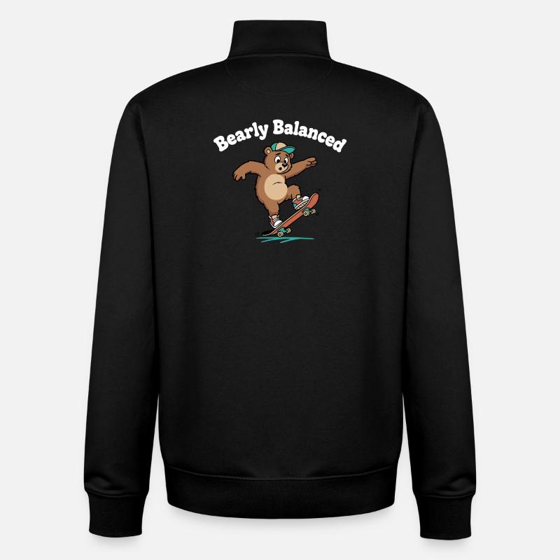 Bear on skateboard - Unisex Organic Zip Sweatshirt by Stanley/Stella - black
