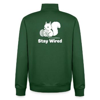 Stay Wired Squirrel - Unisex Organic Zip Sweatshirt by Stanley/Stella - bottle green - Back - AI Model Male 185 dark (185cm)