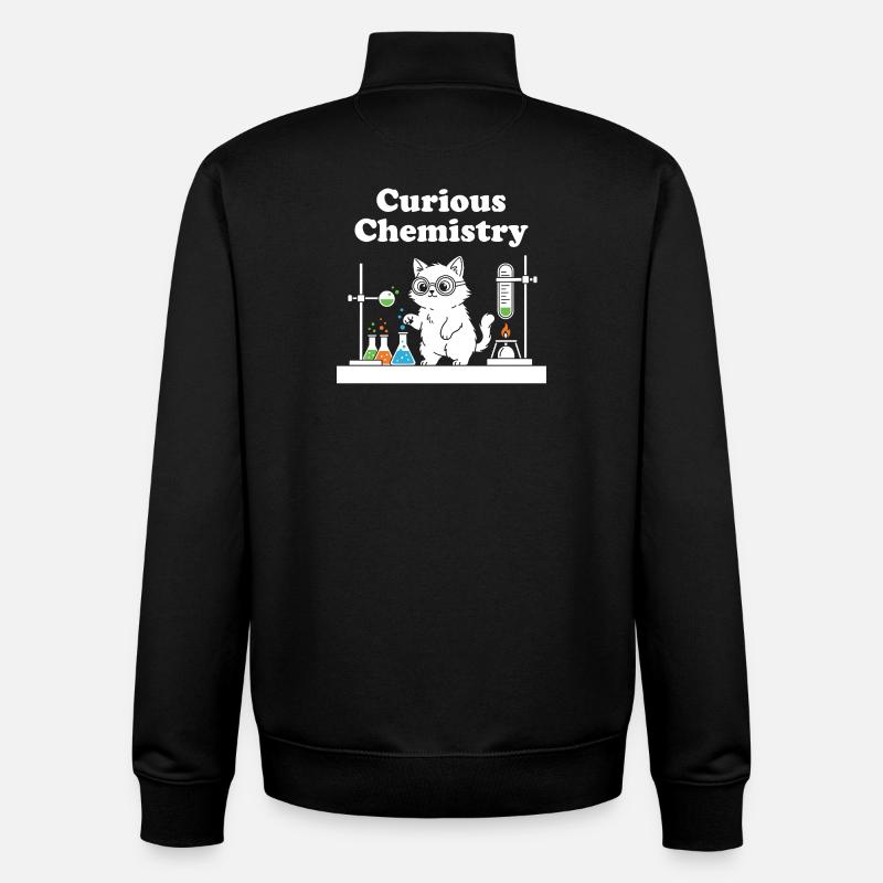 Chat de la Chimie Curieuse - Sweat zippé unisexe en coton bio Stanley/Stella - noir