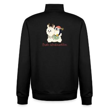 Joyeux Noël alpaga et pingouin - Sweat zippé unisexe en coton bio Stanley/Stella - noir - Dos - AI Model Male 185 light (185cm)