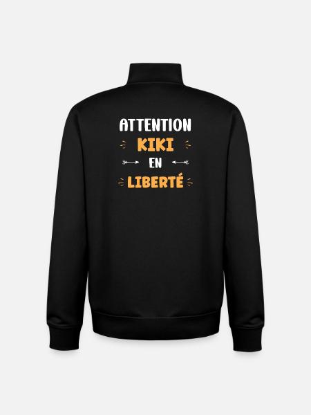 Attention Kiki in freedom - Unisex Organic Zip Sweatshirt by Stanley/Stella - black