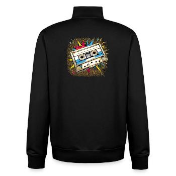 Retro Kassetten  Kasi - Tape - Unisex Organic Zip Sweatshirt von Stanley/Stella - Schwarz - Hinten - AI Model Male 185 light (185cm)
