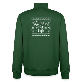 Most likely to eat all the trifle - Unisex Organic Zip Sweatshirt von Stanley/Stella - Flaschengrün - Hinten - AI Model Male 185 dark (185cm)