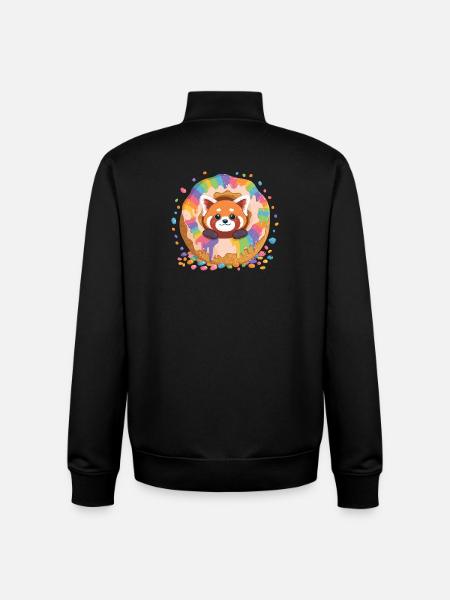 Donut Panda Rainbow - Unisex Organic Zip Sweatshirt by Stanley/Stella - black