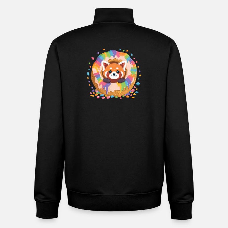 Panda Arc-en-ciel Donut Panda - Sweat zippé unisexe en coton bio Stanley/Stella - noir