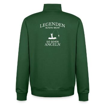 Legenden gehen Angeln Spruch - Unisex Organic Zip Sweatshirt von Stanley/Stella - Flaschengrün - Hinten - AI Model Male 185 dark (185cm)