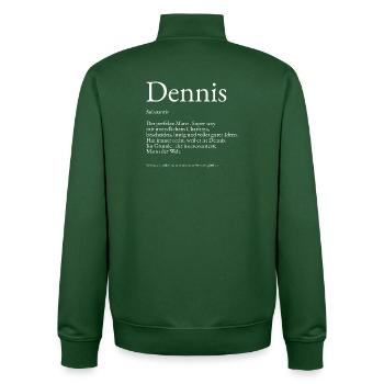Dennis Dictionary Explanation First name Dennis - Unisex Organic Zip Sweatshirt by Stanley/Stella - bottle green - Back - AI Model Male 185 dark (185cm)