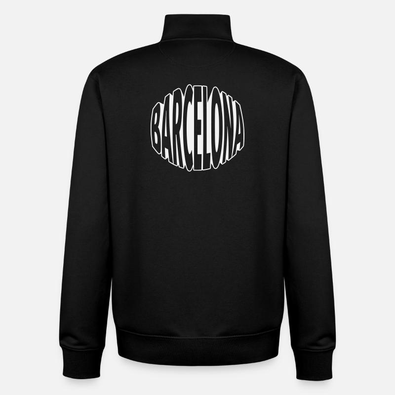 Barcelona Oval Lettering - Unisex Organic Zip Sweatshirt by Stanley/Stella - black