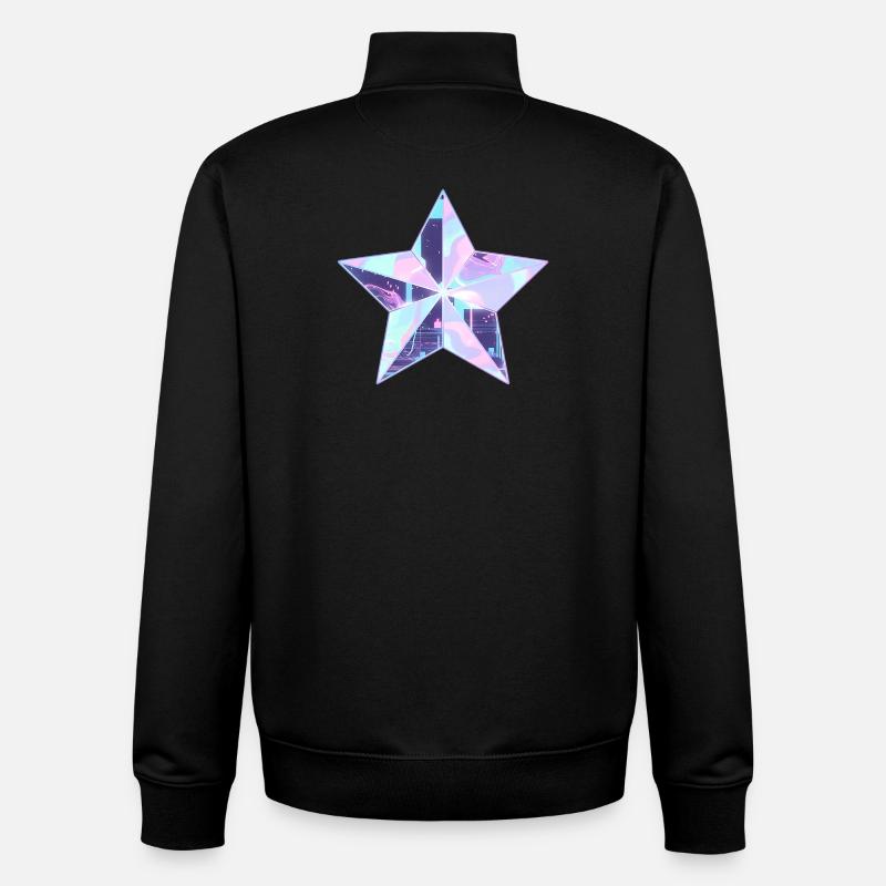 Skyline néon Pastel Star - Sweat zippé unisexe en coton bio Stanley/Stella - noir