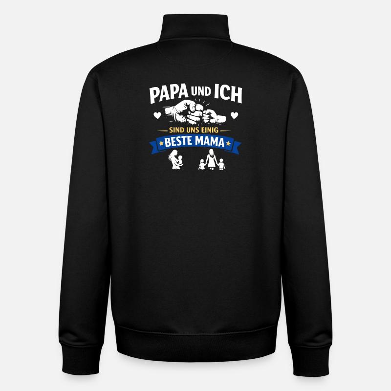 Papa Ich Beste Mama - Unisex Organic Zip Sweatshirt von Stanley/Stella - Schwarz