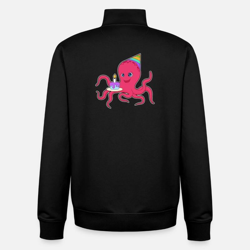 Gâteau d’anniversaire pieuvre - Sweat zippé unisexe en coton bio Stanley/Stella - noir