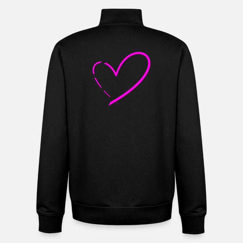 Coeurs - Sweat zippé unisexe en coton bio Stanley/Stella - noir