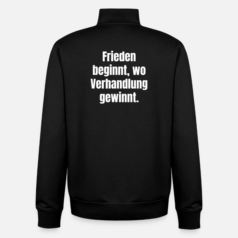 Peace begins where negotiation wins - Unisex Organic Zip Sweatshirt by Stanley/Stella - black