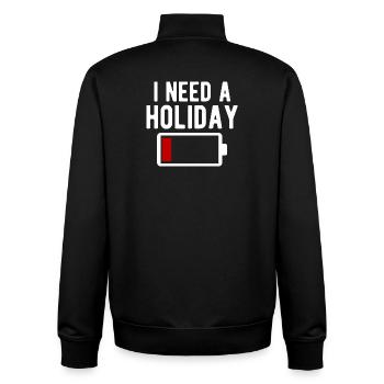 J’ai besoin d’un déchargement de batterie pour les fêtes Diveretente - Sweat zippé unisexe en coton bio Stanley/Stella - noir - Dos - AI Model Male 185 light (185cm)