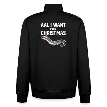 Aal que je veux pour Noël – Chemise drôle d’anguille - Sweat zippé unisexe en coton bio Stanley/Stella - noir - Dos - AI Model Male 185 light (185cm)