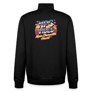 NPC Vibes | Main Character Energy Gaming - Unisex Organic Zip Sweatshirt by Stanley/Stella - black - Back - AI Model Male 185 light (185cm)