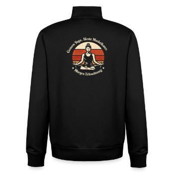 Yoga Muskelkater Erleuchtung - Retro Spruch - Unisex Organic Zip Sweatshirt von Stanley/Stella - Schwarz - Hinten - AI Model Male 185 light (185cm)