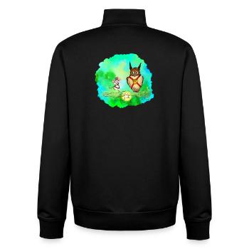 Souris et Hibou Chercheur Stellaire - Sweat zippé unisexe en coton bio Stanley/Stella - noir - Dos - AI Model Male 185 light (185cm)