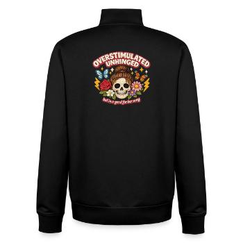 Überstimulierter Schädel mit Blumen Patch - Unisex Organic Zip Sweatshirt von Stanley/Stella - Schwarz - Hinten - AI Model Male 185 light (185cm)