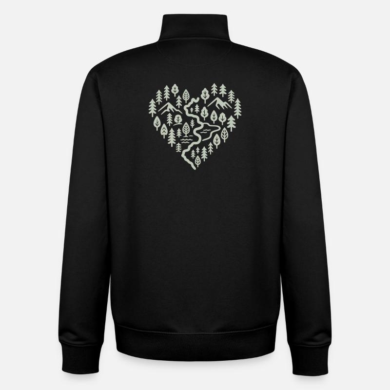 Herz mit Berg- und Waldlandschaft - Unisex Organic Zip Sweatshirt von Stanley/Stella - Schwarz