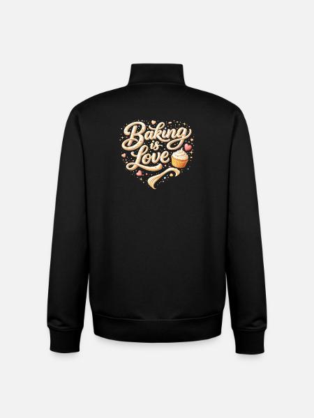 Baking is Love Baking Saying Design - Unisex Organic Zip Sweatshirt by Stanley/Stella - black