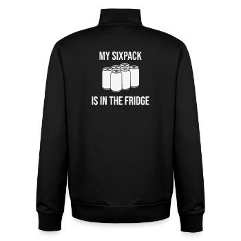 My six-pack? It's in the fridge! - Unisex Organic Zip Sweatshirt by Stanley/Stella - black - Back - AI Model Male 185 light (185cm)