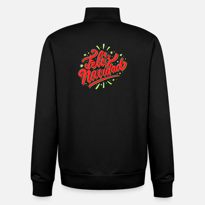 Merry Christmas - Unisex Organic Zip Sweatshirt by Stanley/Stella - black