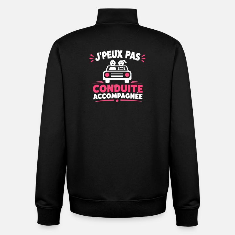 J'peux pas conduite accompagnée - Sweat zippé unisexe en coton bio Stanley/Stella - noir