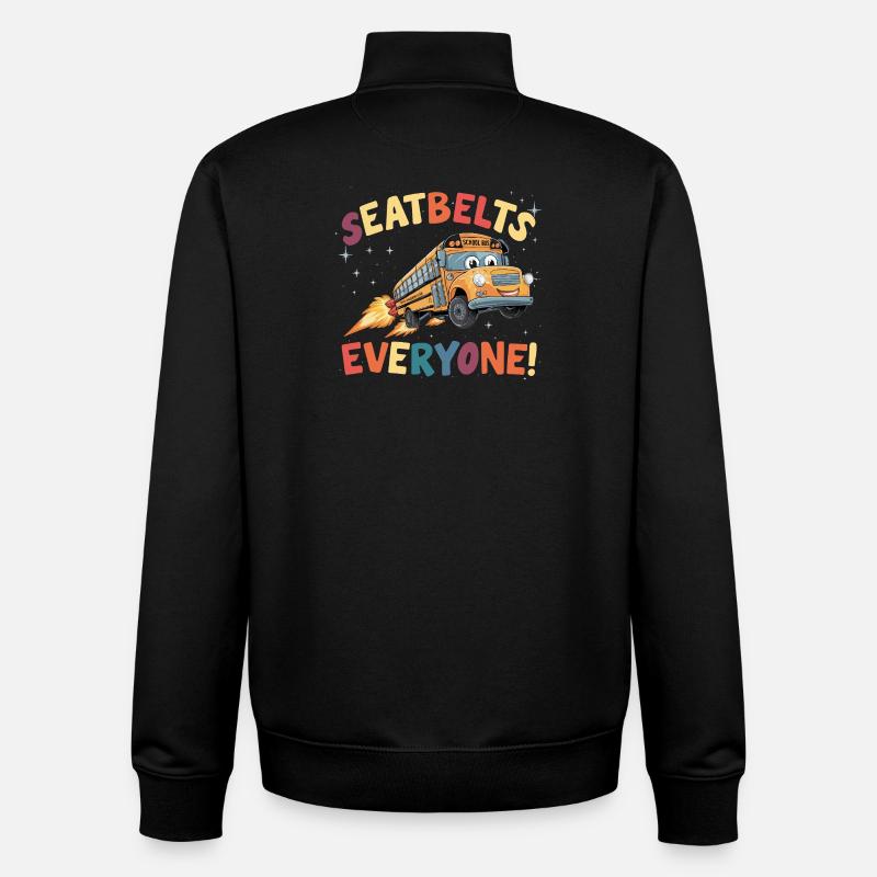 Space School Bus Rocket Flight - Unisex Organic Zip Sweatshirt by Stanley/Stella - black