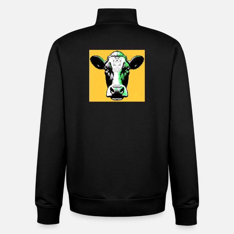 vache - Sweat zippé unisexe en coton bio Stanley/Stella - noir