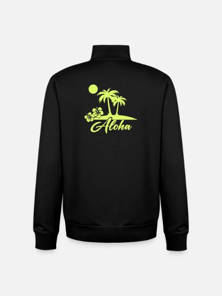 Aloha Palm Trees Island Silhouette - Unisex Organic Zip Sweatshirt by Stanley/Stella - black