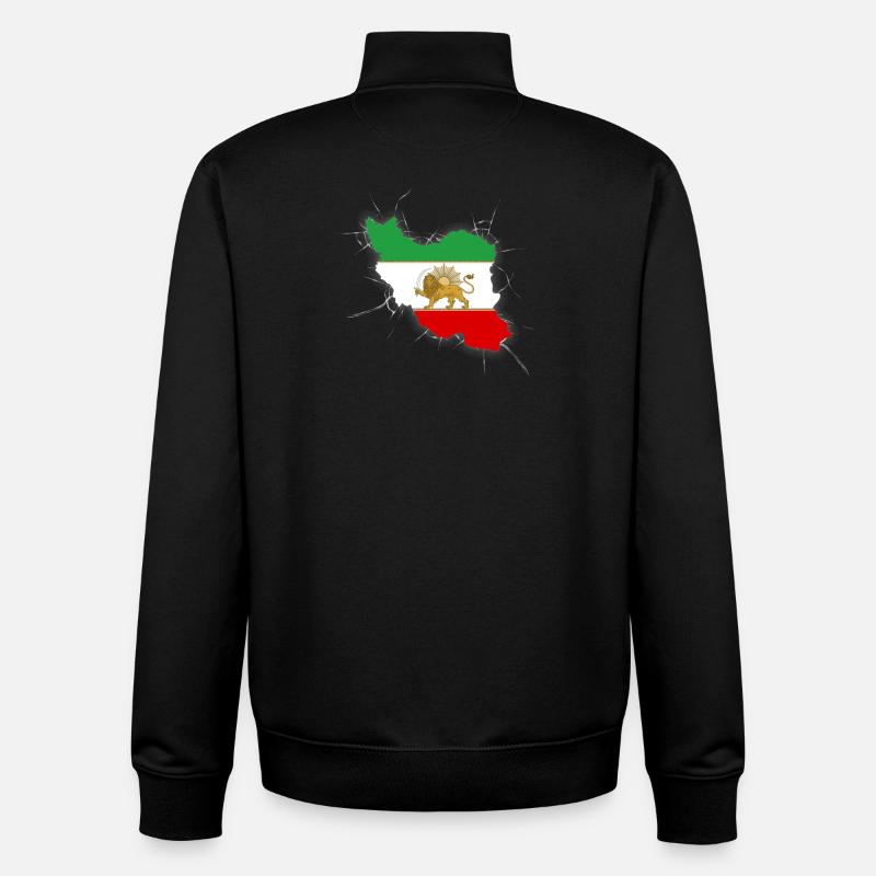 Drapeau Iran Lion et Soleil - شیر خورشید - Sweat zippé unisexe en coton bio Stanley/Stella - noir