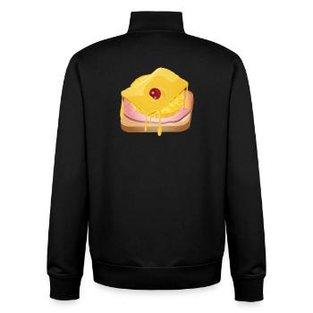 Ananas,fromage,jambon et pain grillé -Toast Hawaii - Sweat zippé unisexe en coton bio Stanley/Stella - noir - Dos - AI Model Male 185 light (185cm)