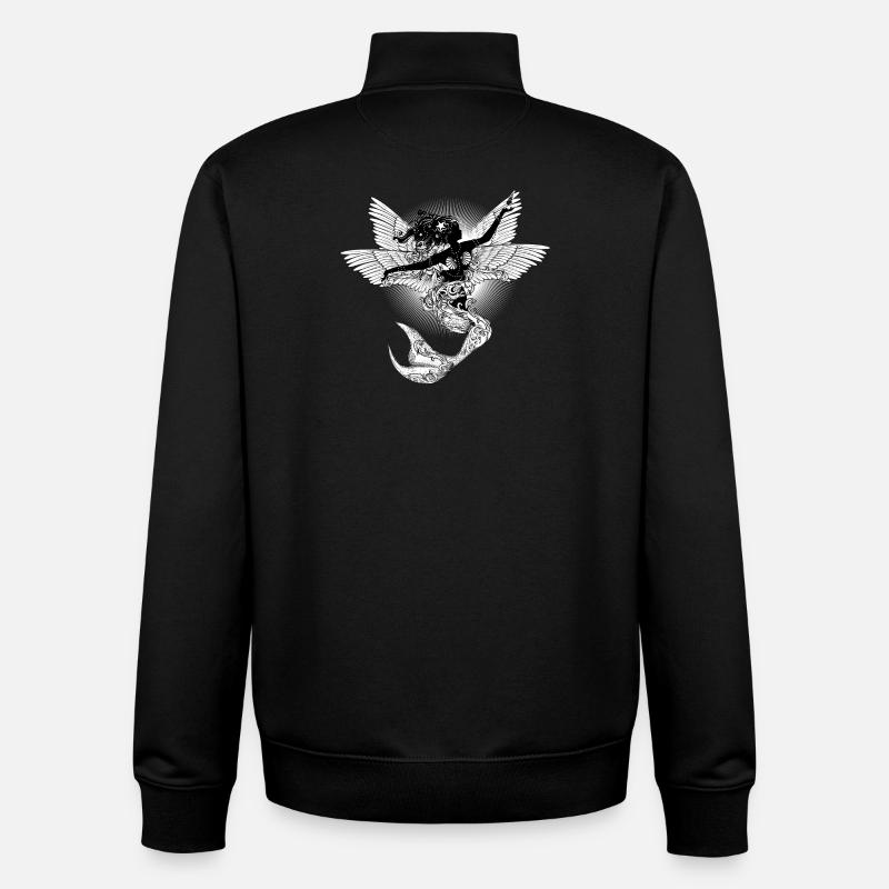Créature mystique la sirène volante - Sweat zippé unisexe en coton bio Stanley/Stella - noir