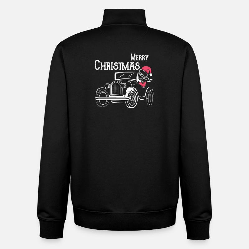 christmas oldtimer Autos lustiger Weihnachtsmann - Unisex Organic Zip Sweatshirt von Stanley/Stella - Schwarz