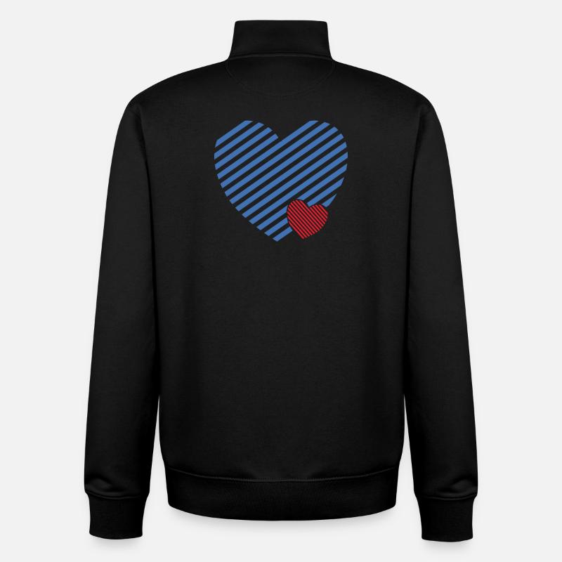 Double Heart - Design textile gift idea - Unisex Organic Zip Sweatshirt by Stanley/Stella - black