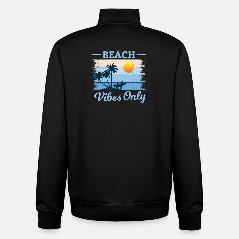 Beach Palm Tree Sunset Design - Unisex Organic Zip Sweatshirt by Stanley/Stella - black