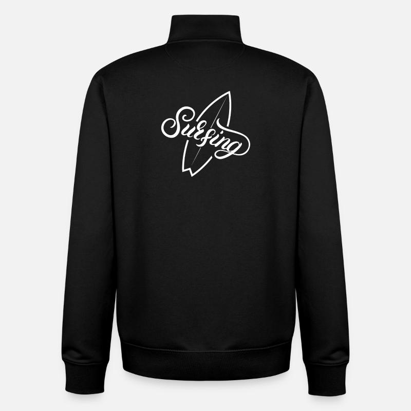 surf, fan de surf, surfing - Sweat zippé unisexe en coton bio Stanley/Stella - noir