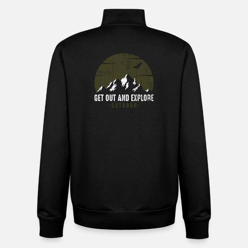Geh raus und erkunde draußen - Unisex Organic Zip Sweatshirt von Stanley/Stella - Schwarz