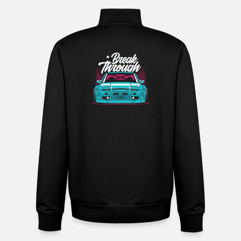 Break Through Neon Car Graphic - Unisex Organic Zip Sweatshirt by Stanley/Stella - black
