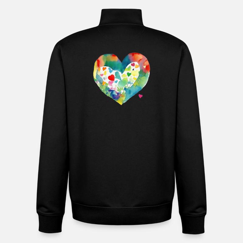 Cœur - Sweat zippé unisexe en coton bio Stanley/Stella - noir